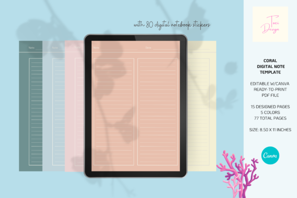 The Coral Theme Note Taking Template: A Digital Notebook for Organized Workflows